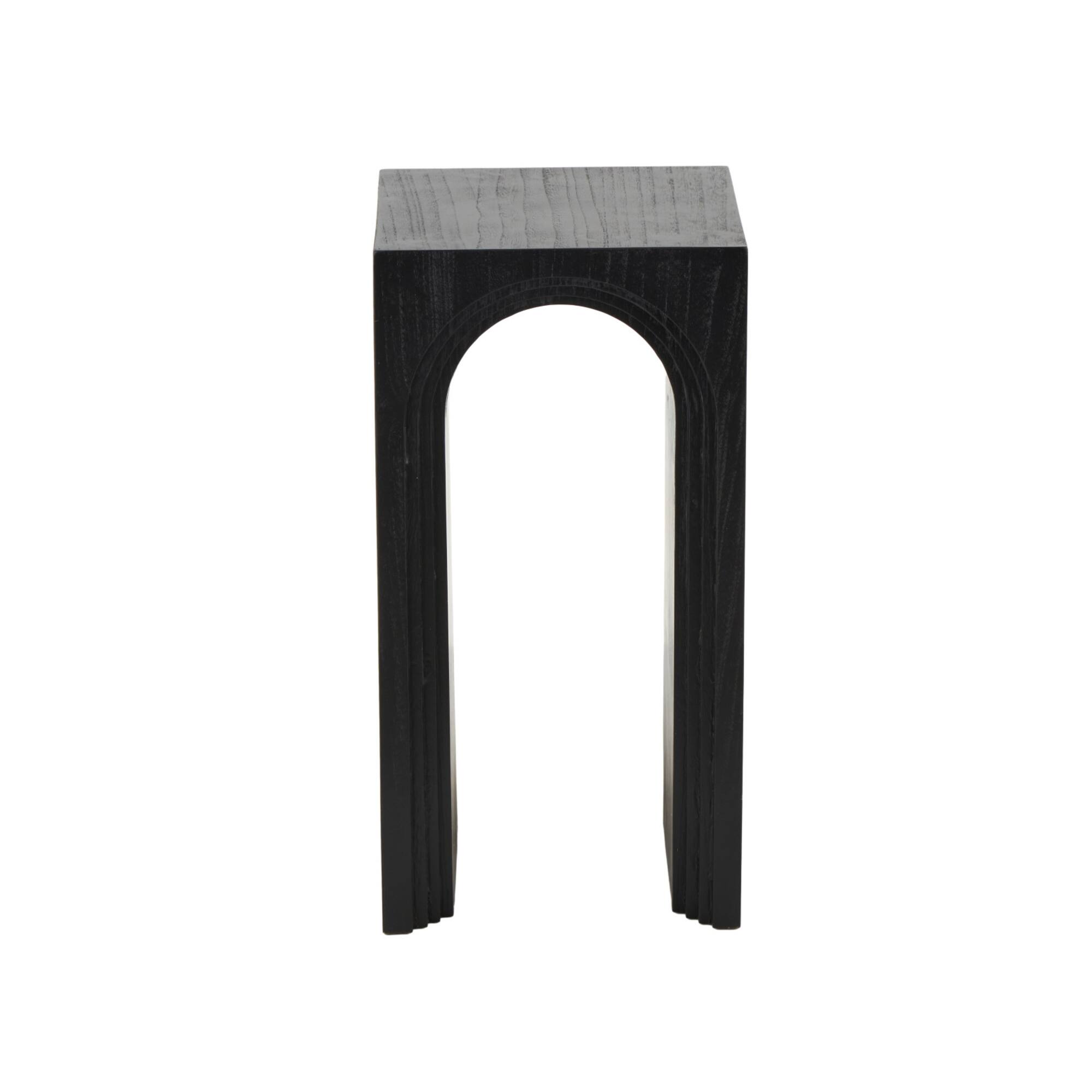 12" x 24" Black Wood Cutout Arch Side End Accent Table